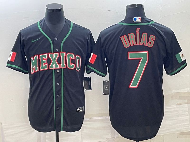 Men 2023 World Cub Mexico #7 Urias Black Nike MLB Jersey5